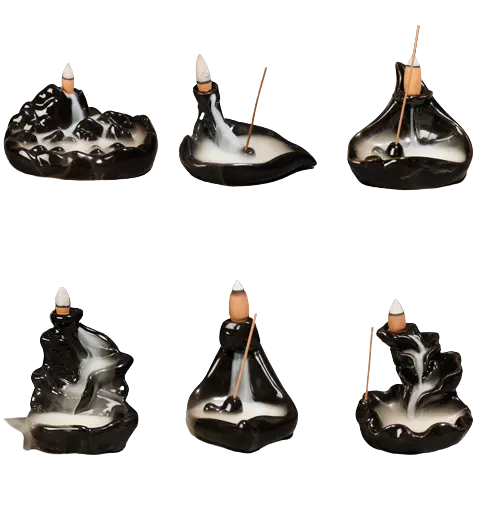 Matte Black Incense Burner Free 20cones Creative Home Decor Backflow Stick Incense Burner Ceramic Censer Home Decoration Zen DDP