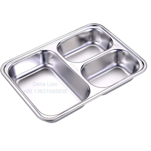 <span class=keywords><strong>Assiette</strong></span> à dîner en acier inoxydable à <span class=keywords><strong>3</strong></span> <span class=keywords><strong>compartiments</strong></span> pour enfants, étudiants, cantines d'hôpital, école, boîte à lunch pour la restauration rapide <span class=keywords><strong>avec</strong></span> <span class=keywords><strong>couvercle</strong></span> - Product Image 1