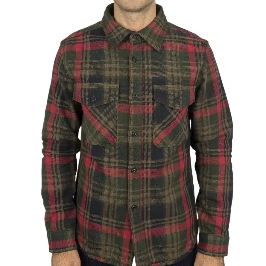 Custom Logo Fashion Long Sleeve Men's Heavyweight Clothes Men Flannel Shirt Plaid