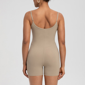 SUHE BS-1668 Yoga Bodysuit for Women High Waisted Sleeveless Spaghetti Strap Scoop Neck Full Length Padded Chest Sports - Product Image 1