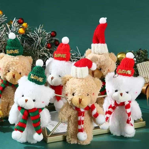Factory Direct Sales Soft Christmas <b>Bear</b> Knit Hat Cartoon <b>Cute</b> Kawaii Plush Toys Stuffed Animal Toys Claw Machine Toys for Girls - Product Image 1