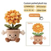 Peluche Cactus Jaune Personnalisée en Pot – Jouet en Peluche Plante Succulente Rembourrée