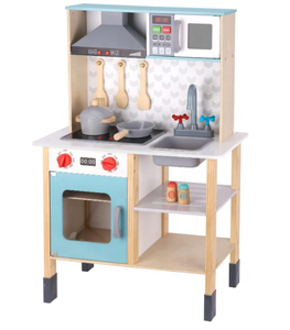 <span class=keywords><strong>Cuisine</strong></span> en bois personnalisée pour tout-petits avec lumières et sons réalistes, évier amovible et micro-ondes – Cadeau idéal pour enfants <span class=keywords><strong>de</strong></span> 3 ans et plus - Product Image 1