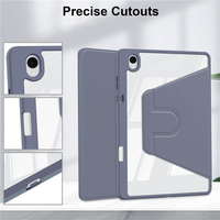 Étui de protection fin en cuir avec coque arrière transparente rotative en acrylique pour tablette Samsung Galaxy Tab S11 2025
