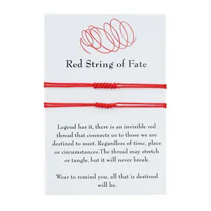 Set di due pezzi semplice intrecciato a 7 nodi progettato per gli amanti dell'amicizia coppia desideri Lucky Red String Of Fate Bracelet With Card