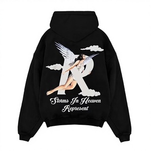 เสื้อฮู้ดแบบสวม Unisex คุณภาพสูง พิมพ์ลายกราฟิก ผ้าฝ้ายฟลีซ สไตล์ลำลอง สตรีทแวร์ สีดำ เสื้อกันหนาวมีกระเป๋า ลายอนิเมะ - Product Image 1