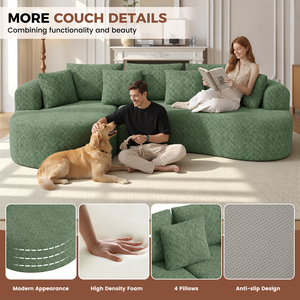 Modern Lunar Shape Curved Chenille <b>Sofa</b> Oversized Curved Modular Couch with Deep Seats for Living Room - Product Image 4