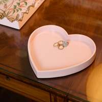 Charme en forme de coeur vanité plateau bijoux organisateur accessoires pour la maison stockage en bois rose laqué plateau