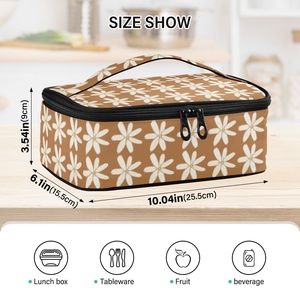 Petite casserole rectangulaire en nylon pour pique-nique en plein air, imprimé personnalisé, motif floral, porte-casserole isotherme pour pique-nique - Product Image 3