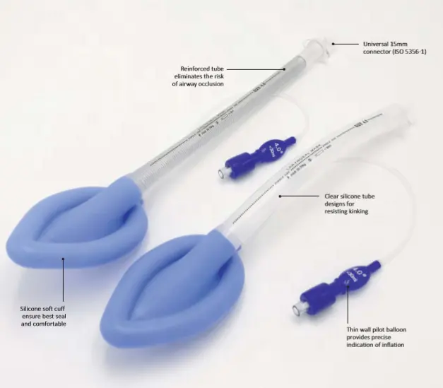 الساخن بيع المتقدم سهلة insertable المنتجات معدات المتاح الطبية الصف سيليكون القياسية قناع حنجري عالية الجودة