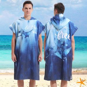 Peignoir de bain poncho moderne imprimé à séchage rapide, en microfibre absorbante, avec capuche, pour la plongée, le surf, la plage - Product Image 3