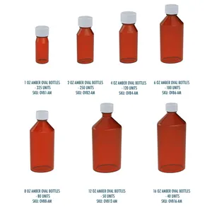 1OZ 2OZ 3OZ 4OZ 6OZ 8OZ 12OZ 16OZ ilaç plastik sıvı Oval şişeler kimyasalları için şeffaf şişeler mezun