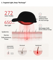 Gorro Láser Inalámbrico LLLT de 272 Diodos para el Crecimiento del Cabello, Terapia de Luz Roja de 650nm para una Rápida Recuperación de la Caída del Cabello y Engrosamiento