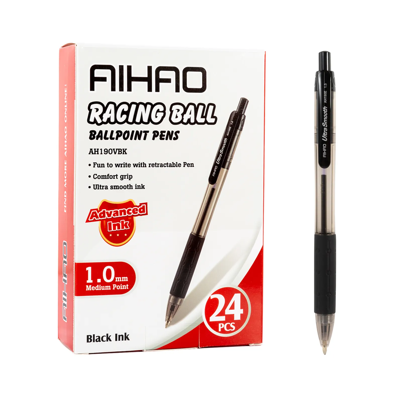 Aihao Super Fluent Writing Retractable Gel Ink Pen With Comfortable Grip Plastic Ballpoint Pen