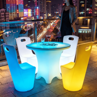 Table de cocktail d'extérieur Coolqing au design moderne, mobilier d'hôtel et de maison avec 16 couleurs RGB, chaise de salle événementielle, ensembles de meubles de bar à LED