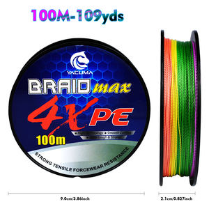 Ligne <span class=keywords><strong>de</strong></span> pêche YACUMA Premium 100M 4X multicolores tressée flottante haute résistance résistante à l'usure pour rivière, lac, ruisseau, océan - Product Image 5