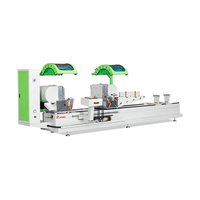 Sierra de doble cabezal CNC de alimentación automática JUNDE de 5400W tipo oscilante con PLC para la fabricación de ventanas y puertas