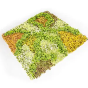 ZC ในร่มป้องกันความเสี่ยงหญ้าเทียมแผงพลาสติกสนแนวตั้งพืชสีเขียวติดผนังในร่มกลางแจ้งสีเขียว 100x100 ซม.