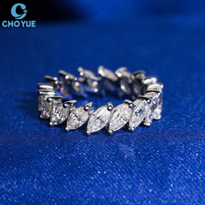 Anillo de Eternidad con Diamantes Cultivados en Laboratorio, Corte Marquesa, Oro Blanco, Certificado IGI, Estilo Clásico, Anillo de Compromiso para Mujer, Regalo para Fiesta - Product Image 4