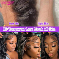 Perruques en cheveux humains bouclés ondulés densité 250, avec dentelle HD, vierges brutes, cuticules alignées, perruque frontale en dentelle sans colle, dentelle suisse HD