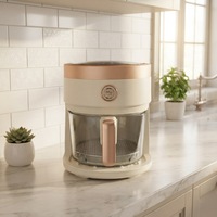 Friteuse à air numérique 3,5 L avec panier en verre, écran tactile, sans huile, multifonction, facile à nettoyer