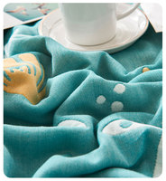 Couverture en coton 100% tissé uni pour lit et canapé, couette tricotée jacquard à motifs botaniques, couverture en gaze ultra douce à six couches