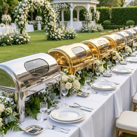 Ensemble de plats de service de luxe noirs à couvercle roulant pour banquets de restaurant, buffets, traiteur, hôtels, complexes hôteliers et événements de gala