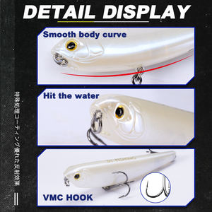 Leurre flottant D1 pour la pêche en eau salée, type crayon, action Walk the Dog, surface swimmer, 80mm/8.5g, appât pour la pêche au bar en eau salée - Product Image 4