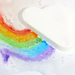 Bomba da bagno naturale con etichetta privata Rainbow Spa rilassante Bubble bomba da bagno organica arcobaleno