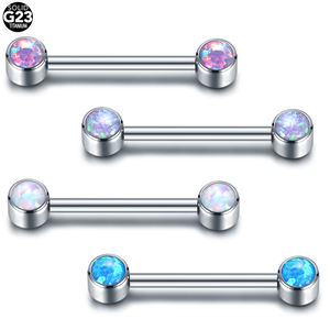 Anneaux de piercing pour tétons en titane G23 avec filetage interne, anneaux de piercing pour langue en opale, barres industrielles pour hélix, bijoux de piercing - Product Image 2
