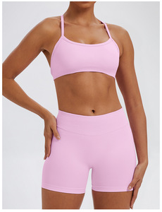 Ensembles de vêtements de sport pour femmes de haute qualité, soutien-gorge sans couture, dos en V, short taille basse ajusté, pour la gym, la course, le yoga, l'entraînement et le fitness - Product Image 2
