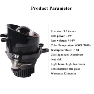 High Quality Auto Lighting System 12V 35W 3 Inch Led Fog Light Projector Lens for Toyota Jeep Wrangler High Low Beam Fog Lamps - Product Image 2