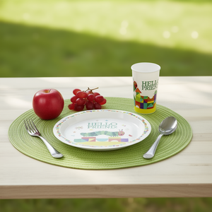 ชุดจานชามสำหรับเด็ก 3 ชิ้น ลายหนอนน้อยจอมตะกละ  ประกอบด้วย จาน ถ้วย ชาม ลาย Hello Friend สำหรับเด็ก - Product Image 3