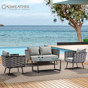Muebles de exterior de lujo Aluminio Patio Jardín <span class=keywords><strong>Playa</strong></span> Conjunto de sofá al aire libre Marco de aluminio Cuerda Juego de sofá de jardín - Product Image 1