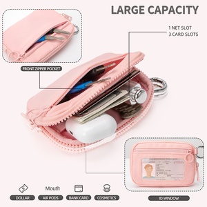 Portefeuille double pochette zippé pour femme, mini porte-monnaie portable, pochette de poignet, porte-clés portable avec pochette à monnaie - Product Image 4
