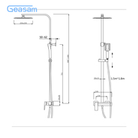 Ensemble de douche mural GEASAM avec mitigeur finition chromée – Kit complet