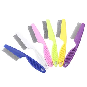 Qbellpet Hot Sale Pet Flea Tick Remover Dog Cat MultiColor Stainless Steel Comfort Hair Grooming Comb Removal Hair Cleaner Comb