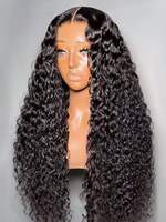 Perruques brésiliennes en cheveux naturels, frontales en dentelle, à ondulations profondes et lâches, pour femmes noires des États-Unis, perruque frontale en cheveux humains, bouclée crépue, sans colle, avec dentelle HD complète