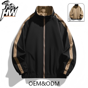 Veste streetwear personnalisée pour homme, grande taille, style vintage, avec logo sur mesure, printemps, enduite, zippée, <span class=keywords><strong>patchwork</strong></span> - Product Image 1
