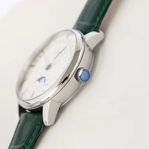Reloj Automático con Fase Lunar y Fecha Retrograda, Modelo 2026, Caja de Acero Plateado, Esfera Blanca, Correa de Cuero de Lujo - Product Image 3