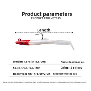 LOVITA Esca <span class=keywords><strong>Artificiale</strong></span> Morbida a Forma di <span class=keywords><strong>Anguilla</strong></span> con Testa in PVC, Amo Integrato, per Bass e Pesce Mandarino, Esca Bionica da Pesca - Product Image 3