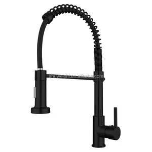 XOLOO Modern Out Spray Head Single Lever Brass Matt Black Hot And Cold Pull Out Kitchen Faucet With Pull Down Sprayer