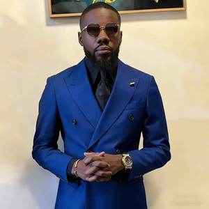 Trajes Formales Negros <span class=keywords><strong>para</strong></span> Hombre, Corte Regular, Doble Botonadura, Solapa Puntiaguda, Trajes Masculinos a Medida, Terno de 2 Piezas, Conjunto de Chaqueta y Pantalones - Product Image 3