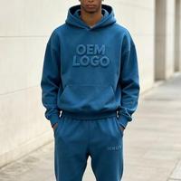 Sweatshirt Ukuran Besar Warna Solid dengan Logo dan Warna yang Dapat Disesuaikan, Hoodie Pria Ukuran Plus dengan Cetakan Timbul