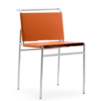 Chaise d'appoint en cuir PU personnalisable avec pieds chromés pour restaurant et café