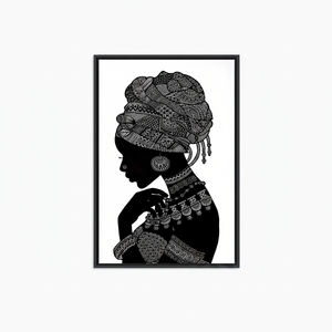 Elegant African Woman Silhouette Printed Canvas Artwork for Home Decor,<b>BLACK</b> <b>FRAMED</b> CANVAS - Product Image 2