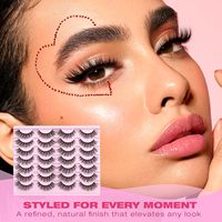 ISABELLA Faux cils en vison synthétique 14mm, effet naturel 3D, œil de chat, noirs, tiges en coton, plateau PBT, lot de 14 paires