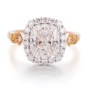 Bague en diamant de laboratoire taille coussin 3 carats DEF VVS, or jaune 18 carats massif, bijoux personnalisés pour mariage, fiançailles, cadeau pour femme - Product Image 2