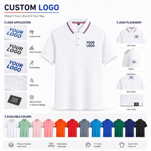 Polo de performance 100 % polyester avec logo personnalisé, col contrastant, séchage rapide, uniforme de golf unisexe, tailles S-5XL, blanc, vente en gros - Product Image 2