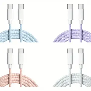 60W Fast Charging Data Cable For IPhone 15 Usb-c Woven Material Charge Cable Original Type C To Type C Professional Cable